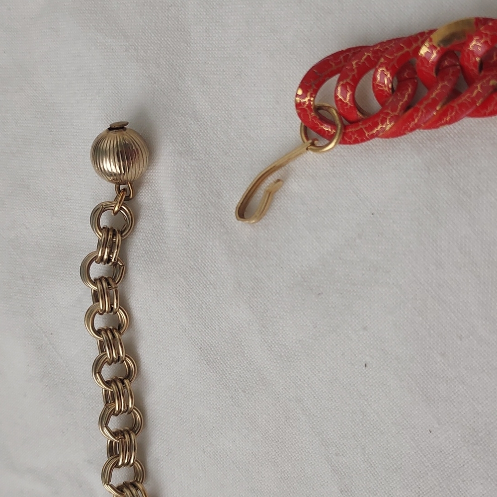 Chunky chain metal choker necklace red gold retro chain necklace unisex - Picture 6 of 16